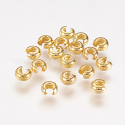 真鍮製つぶし玉カバーカシメ玉カバー  ラウンド  ゴールドカラー  直径約3.2mm  厚さ2.2mm  穴：1mm  約250個/10g