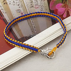 Braided Nylon Bracelet Making, Nice for DIY Jewelry Making, with Alloy Lobster Claw Clasps, Blue, 195x5mm