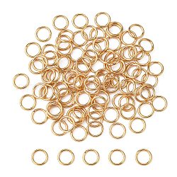 Anillos de salto de 304 acero inoxidable, anillos del salto abiertos, anillo redondo, real 18k chapado en oro, 21 calibre, 5x0.7mm, diámetro interior: 3.6 mm