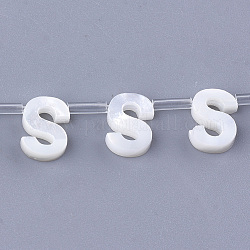 Natürliche Muschel Perlen, weiße Muschel Perlmutt Muschel, oben gebohrte Perlen, letter.s, 10x2.5~11.5x3 mm, Bohrung: 0.8 mm