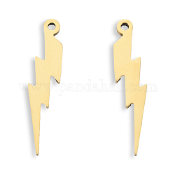 Ion Plating(IP) 201 Stainless Steel Pendants, Lightning Bolt, Real 18K Gold Plated, 32.5x7x1.5mm, Hole: 1.6mm