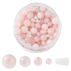 Juegos de cuentas redondas de cuarzo rosa natural, redondo y chip, mezclado teñido y sin teñir, 4~10x4~10mm, agujero: 0.3~1 mm