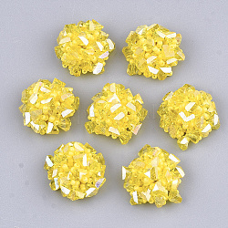 Cabujones de cuentas de vidrio, con cuentas de semillas y fornituras de tamiz de hierro, la luz de oro, amarillo, 20~23x11~14mm