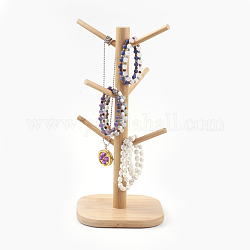 Présentoirs de bracelet en bambou, arbre de support de tasse en bambou, présentoir multifonctionnel de bijoux, burlywood, 16x16x35.5 cm