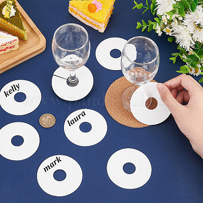 150 étiquettes Pour Verres à Vin En Forme De Fleur Beige - Marqueurs Réutilisables Pour Mariage, Fête, Cocktails