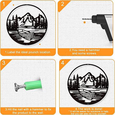 Décorations murales en fer&nbsp;HJEW-WH0067-083-1