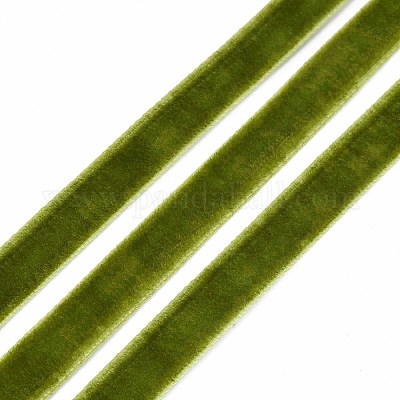 Green grosgrain ribbon, olive green ribbon, thin, dark olive green