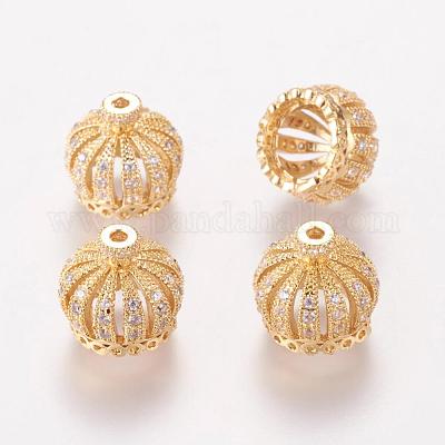 Perles de cubes zircone en laiton &nbsp;ZIRC-F001-183B-G-1
