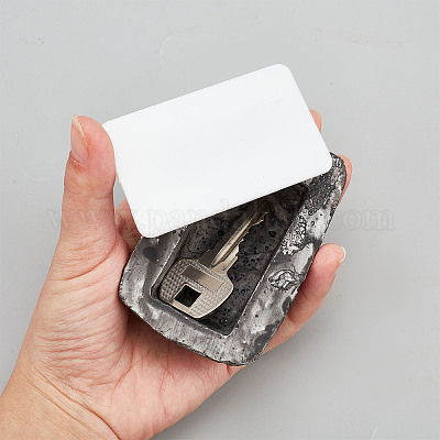 Simulated Stone Key Box, Hide-a-Spare-Key Fake Rock, Looks & Feels Like  Real Stone - Safe for Outdoor Garden or Yard, Geocaching. (B) 