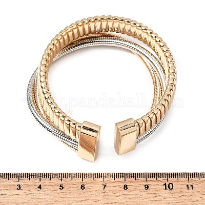 Brazaletes de cadena de serpiente multihilo de hierro bicolor para mujer&nbsp;BJEW-P390-01B-A-1
