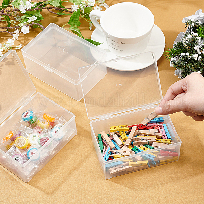 Wholesale SUPERFINDINGS 6 Pack Clear Plastic Beads Storage Containers Boxes  with Lids 12.2x8.3x5.5cm Small Rectangle Plastic Organizer Storage Cases  for Beads Jewelry Office Craft 