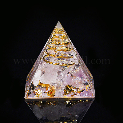 Acquista Piramide di orgonite di cristallo Lamina d'oro Ametista