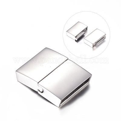 Wholesale Rectangle 304 Stainless Steel Magnetic Clasps with Glue-in Ends 