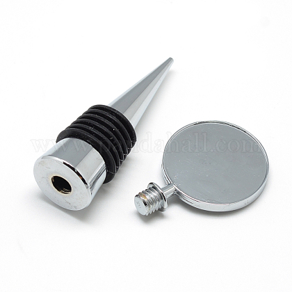 亜鉛合金ワインボトルストッパーカボションセッティング フラットラウンド プラチナ トレイ 31mm 103x33x21mmの通販 Jp Pandahall Com