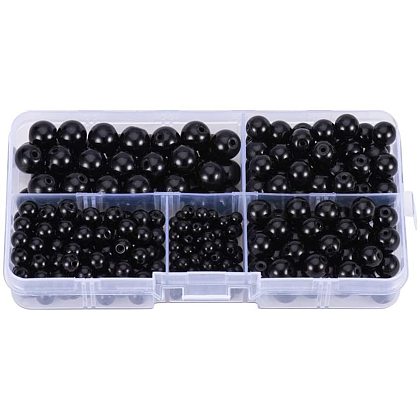 PandaHall About 316 Pcs Black Stone Round Spacer Beads for Jewelry Making (4mm G-PH0019-03-1