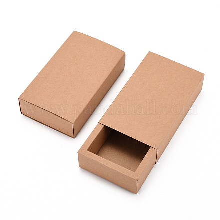 クラフト紙の折りたたみボックス  引き出しボックス  長方形  バリーウッド  17.2x10.2x4.2cm CON-WH0010-02D-A-1