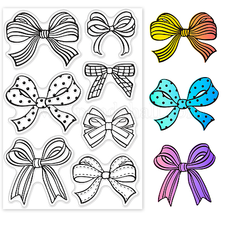 GLOBLELAND Bow-Knot Clear Stamp Fashion Bow Tie Silicone Clear Stamp Gift Bow Rubber Stamp for Scrapbook Journal Card Making DIY-WH0167-56-876-1