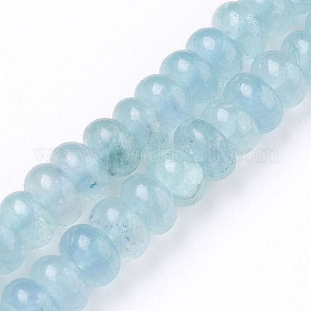 Brins de perles imitation aigue-marine avec jade blanc naturel G-O162-12-5x8mm-1