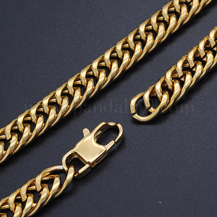 Collares de cadenas con eslabones cubanos de acero inoxidable 201 para hombre NJEW-T012-01B-46-G-1