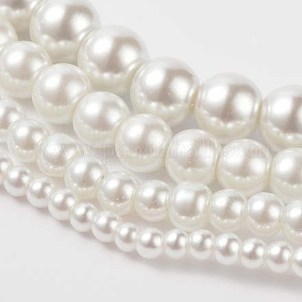 Abalorios de vidrio teñido de perla redondos HY-X0001-06-1