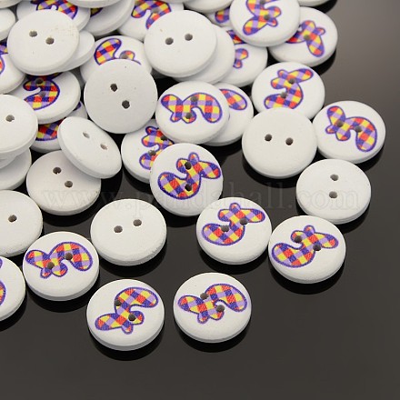 2-Hole Flat Round Number Printed Wooden Sewing Buttons X-BUTT-M002-4-1