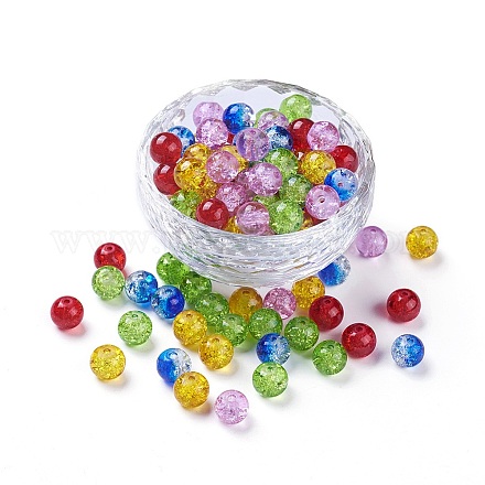 5 Colors Spray Painted & Baking Painted Crackle Glass Beads CCG-X0010-03-8mm-1