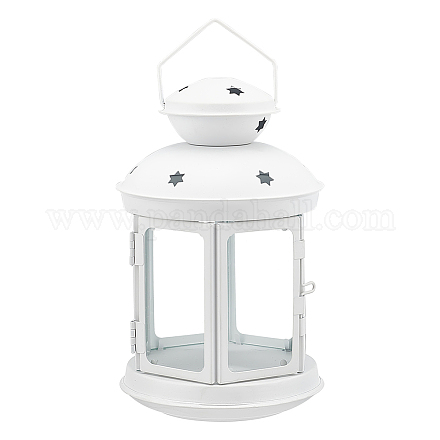 Portable Iron Candle Holder with Clear Glass Window AJEW-WH0299-85A-1