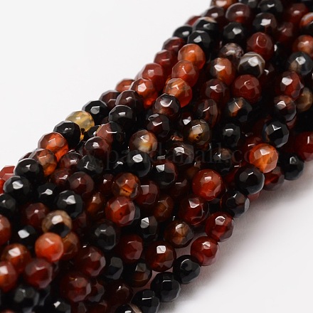 Faceted Natural Agate Round Beads Strands X-G-E318C-4mm-09-1