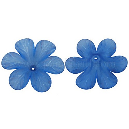 Cuentas acrílicas gruesas de flor esmerilada transparente azul aciano X-PAF154Y-9-1