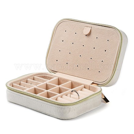 Cajas rectangulares con cremallera para almacenamiento de joyas de terciopelo PAAG-PW0003-06B-1