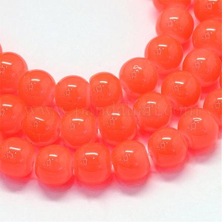 Backen gemalt Nachahmung Jade Glas runden Perle Stränge DGLA-Q021-10mm-32-1