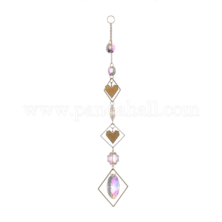 Rhmobus in ferro e cuore ab color chandelier decor appeso ornamenti prisma HJEW-M002-17G-1