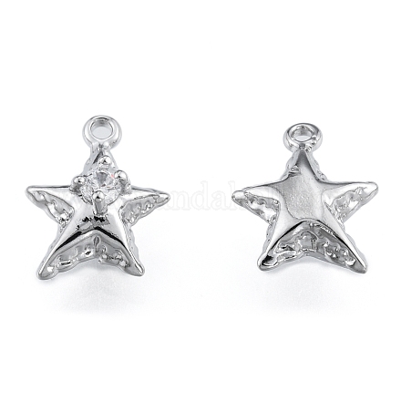 Brass Pave Clear Cubic Zirconia Charms KK-L207-001P-1