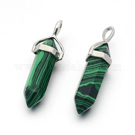 Synthetic Malachite Bullet Double Terminated Pointed Pendants G-F171-01-1