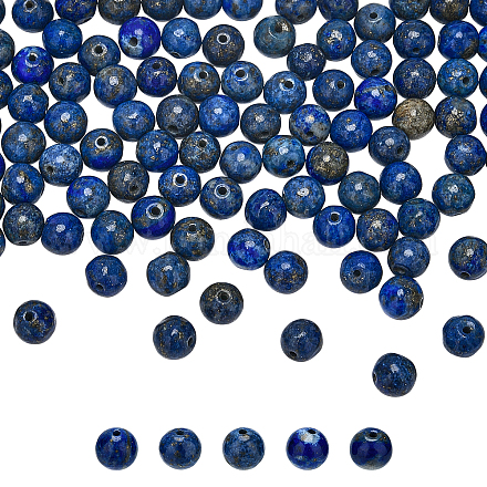 Nbeads 100pcs natürliche Lapislazuli runde Perlenstränge G-NB0002-77-1