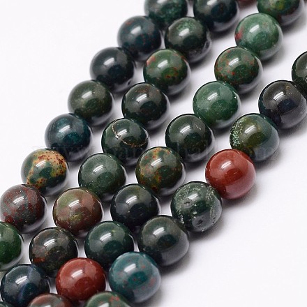 Natural Indian Bloodstone Beads Strands X-G-P257-07-6mm-1