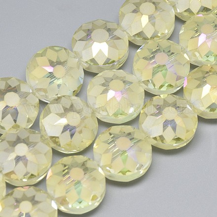 Chapelets de perles en verre électroplaqué EGLA-Q084-14mm-12-1