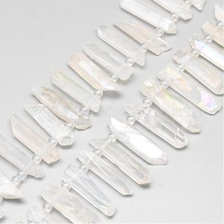 Plated Natural Quartz Crystal Beads Strands G-R414-17A-1
