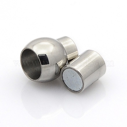 304 Stainless Steel Glazed Surface Magnetic Clasps with Glue-in Ends Fit 5mm Cords STAS-O042-A-04-1