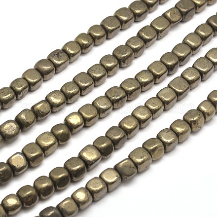 Cube Natural Pyrite Beads Strands G-G-I126-18-8x8mm-1