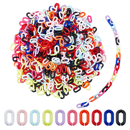 SUPERFINDINGS 1000Pcs 10 Colors Opaque Acrylic Linking Rings SACR-FH0001-06-1