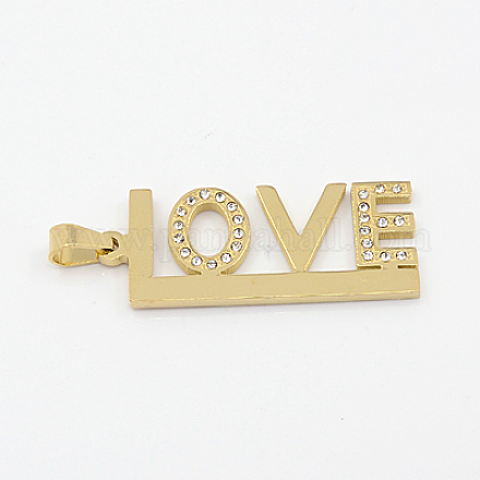 Fashionable Valentine's Day Gift Golden 304 Stainless Steel Love Pendants X-STAS-J001-39G-1
