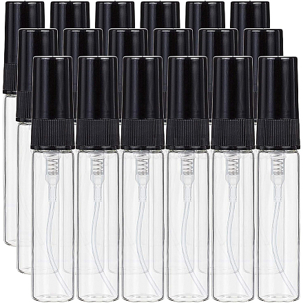 Benecreat 30pcs5mlミニファインミストスプレーボトル透明ガラストラベル空のアトマイザースプレーボトル、香水用の黒いポンプ蓋付き  トイレタリー液  化粧品 MRMJ-BC0002-12B-1