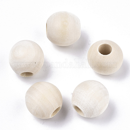 Natural Unfinished Wood Beads WOOD-Q038-18mm-1