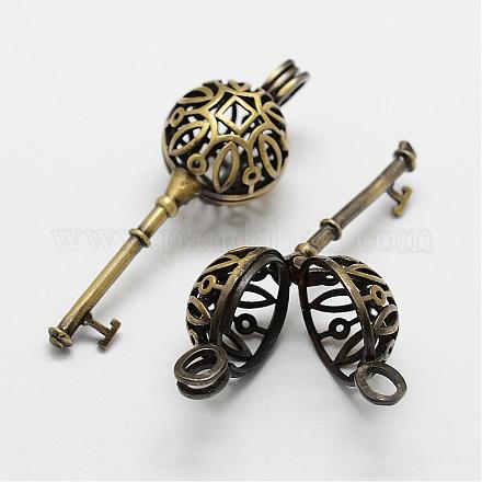 Brass Locket Pendants KK-D528-17-1