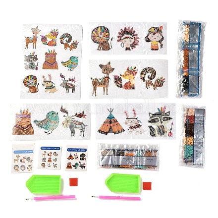 Kits d'autocollants de peinture au diamant sur le thème des animaux de bricolage pour les enfants DIY-O016-20-1