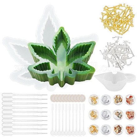 Kits de moldes de silicona para Cenicero de hojas de maceta diy DIY-OC0003-53-1
