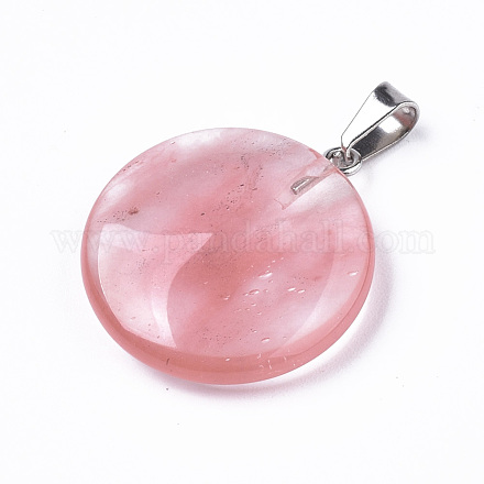 Cherry Quartz Glass Pendants X-G-R470-010-1
