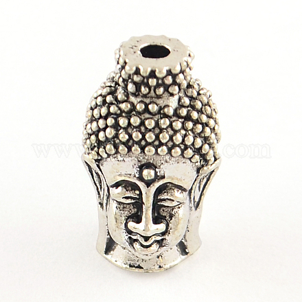 Tibetischen Stil Buddha-Kopf-Legierung Perlen X-TIBEB-7482-AS-FF-1