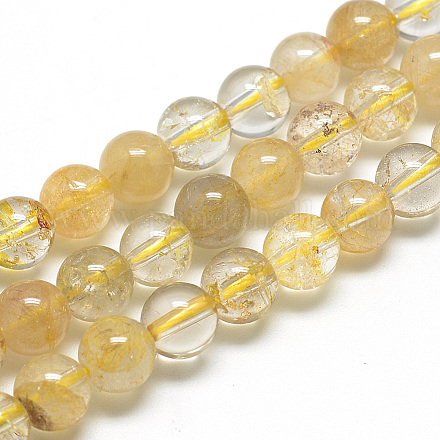Natürlichen Rutilquarz Perlen Stränge G-S263-8mm-01-1